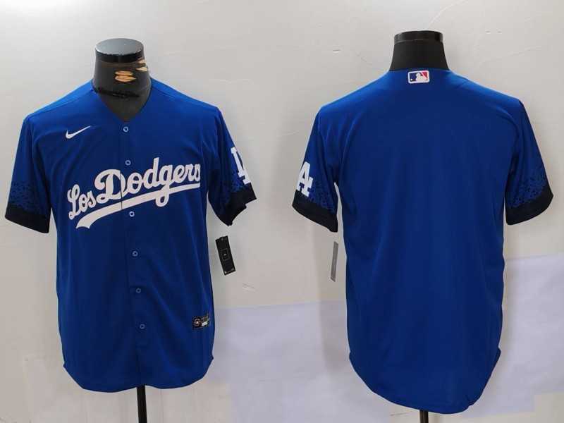 Men%27s Los Angeles Dodgers Blank Blue City Connect Cool Base Stitched Baseball Jersey